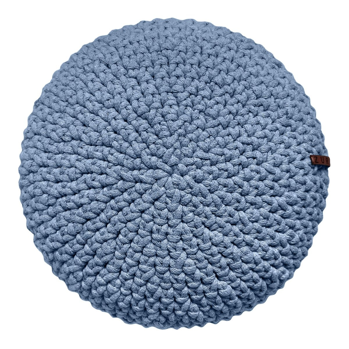 Crochet round cushion | LIGHT DENIM - Zuri House