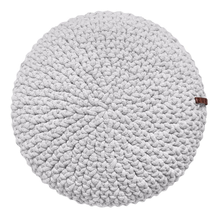 Crochet round cushion | LIGHT GREY - Zuri House