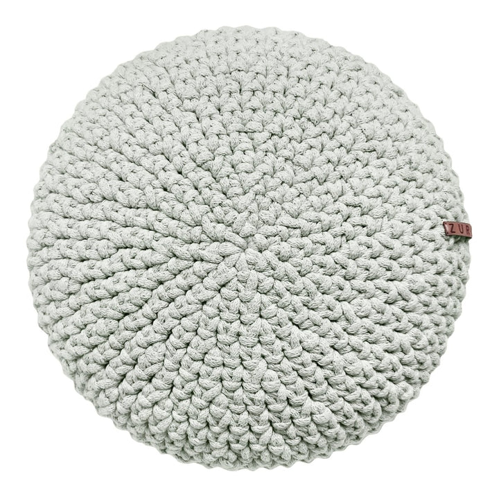 Crochet round cushion | LIGHT OLIVE - Zuri House