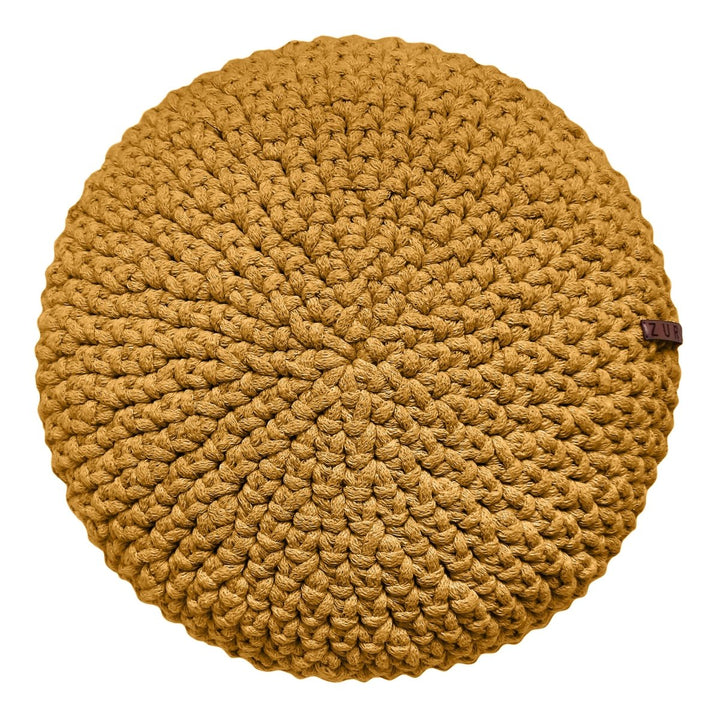 Crochet round cushion | MUSTARD - Zuri House