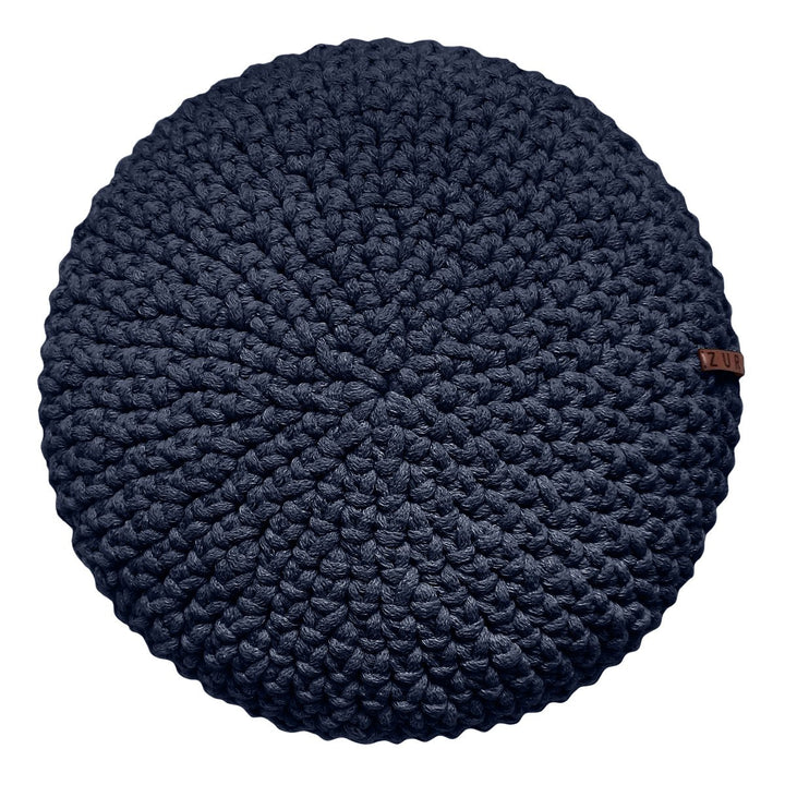 Crochet round cushion | NAVY BLUE - Zuri House