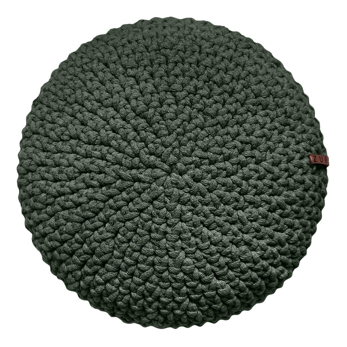 Crochet round cushion | OLIVE GREEN - Zuri House