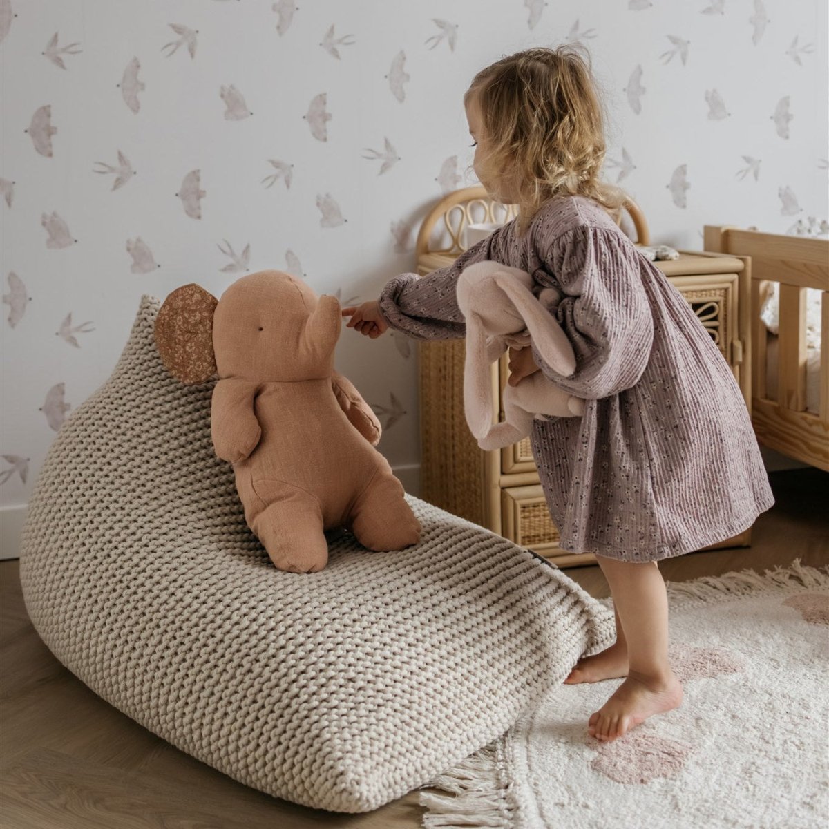 Knitted bean bag | BEIGE - Zuri House