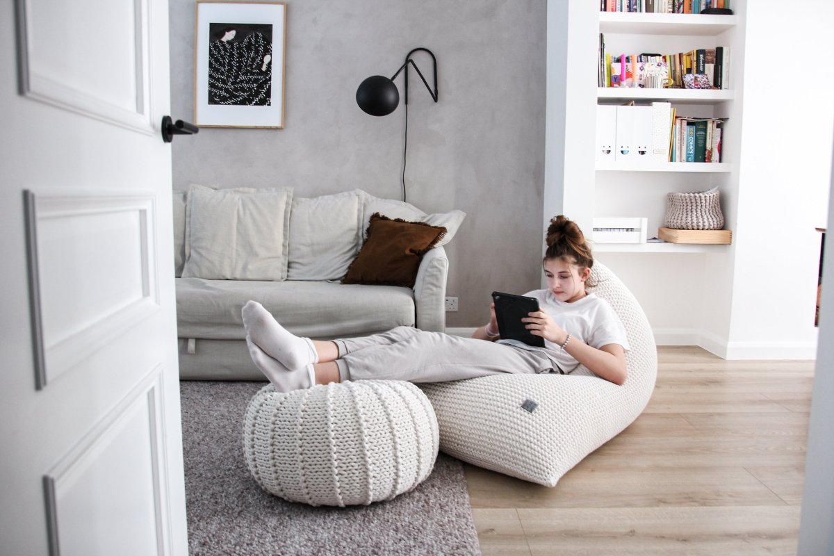 Knitted bean bag | IVORY - Zuri House