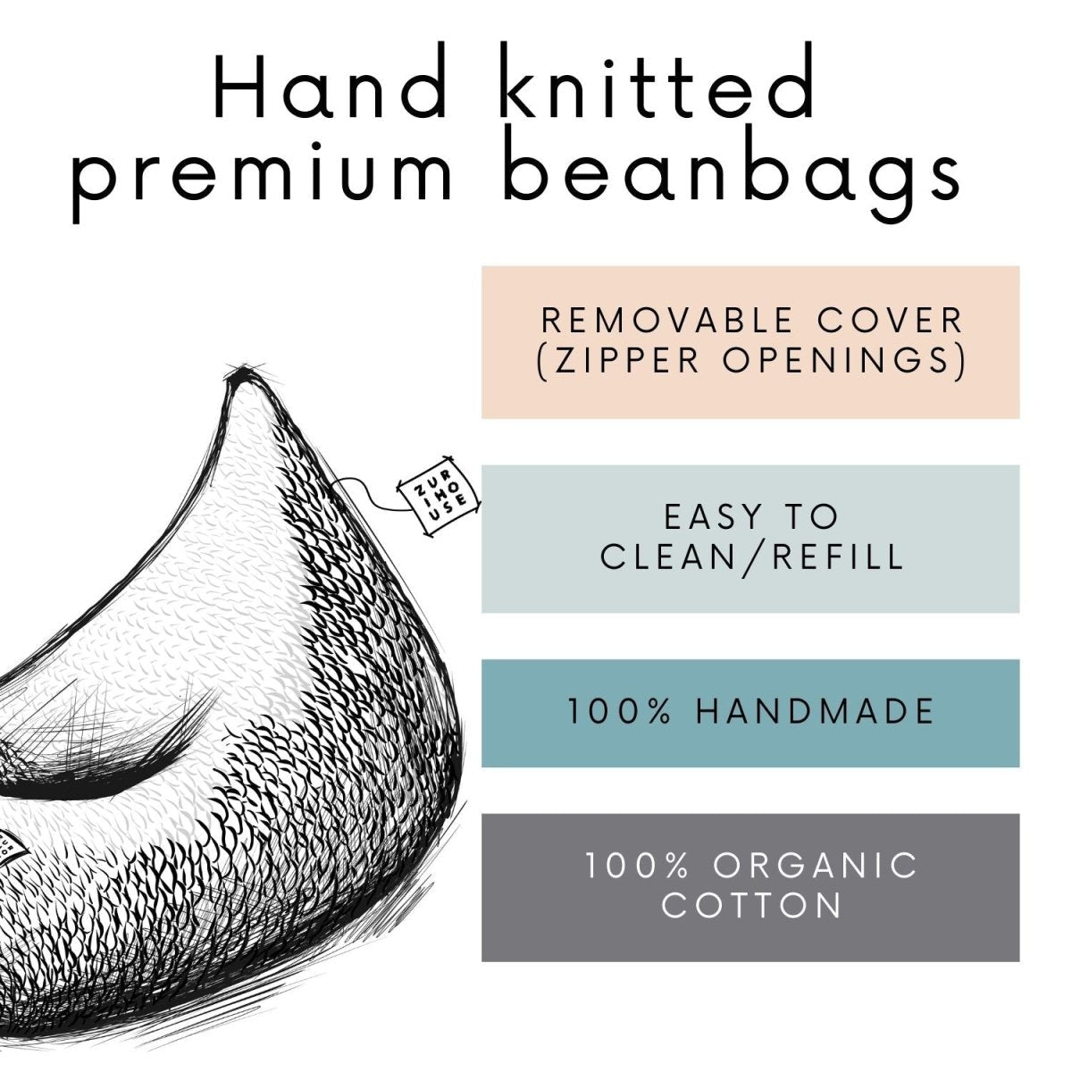 Knitted bean bag | IVORY - Zuri House
