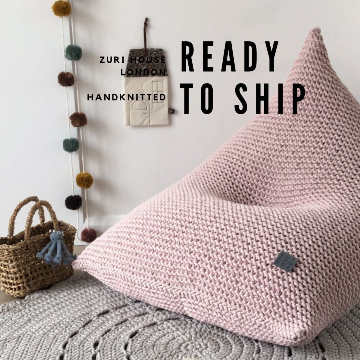 Knitted bean bag KIDS | PALE PINK | R2G - Zuri House