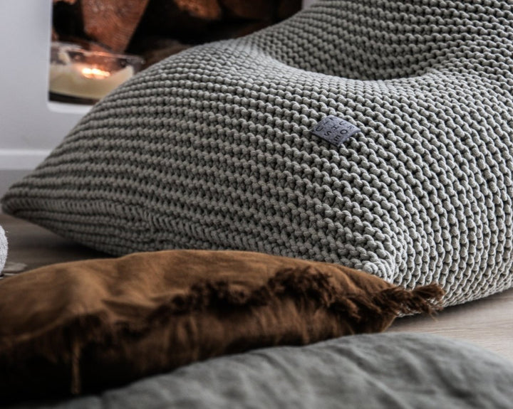 Knitted bean bag | LIGHT OLIVE - Zuri House