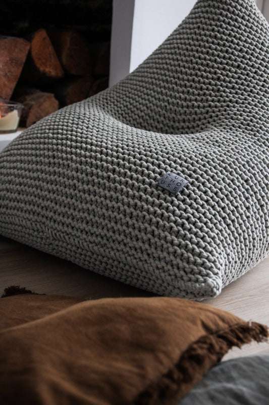 Knitted bean bag | LIGHT OLIVE - Zuri House