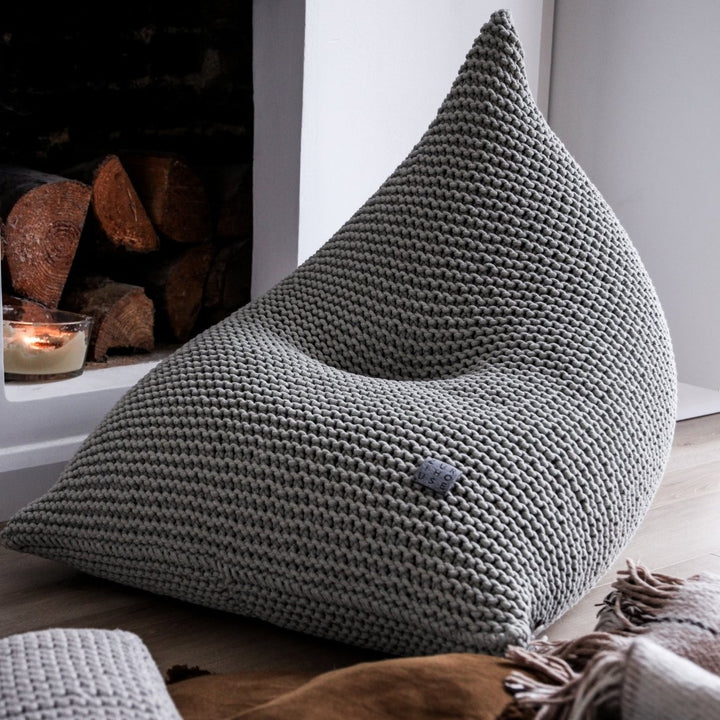 Knitted bean bag | LIGHT OLIVE - Zuri House