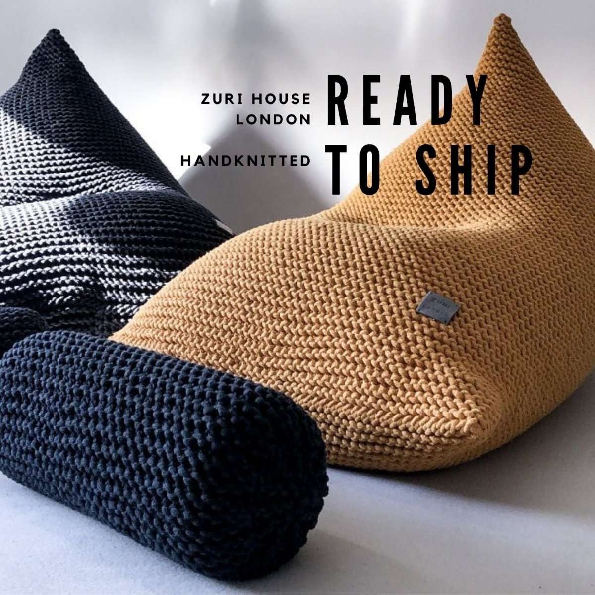 Knitted bean bag | MUSTARD | R2G - Zuri House