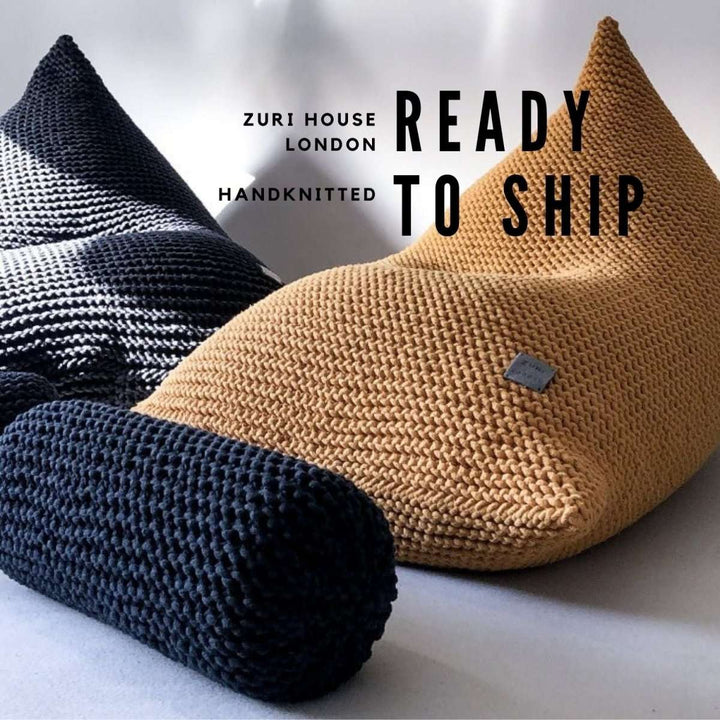 Knitted bean bag | MUSTARD | R2G - Zuri House