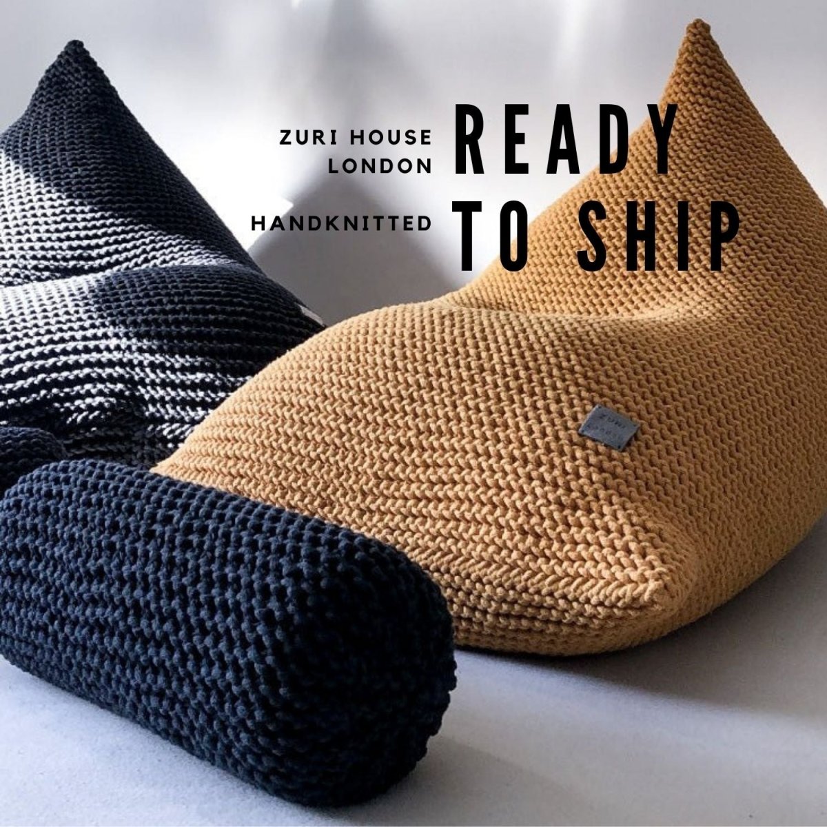 Knitted bean bag | MUSTARD | R2G - Zuri House