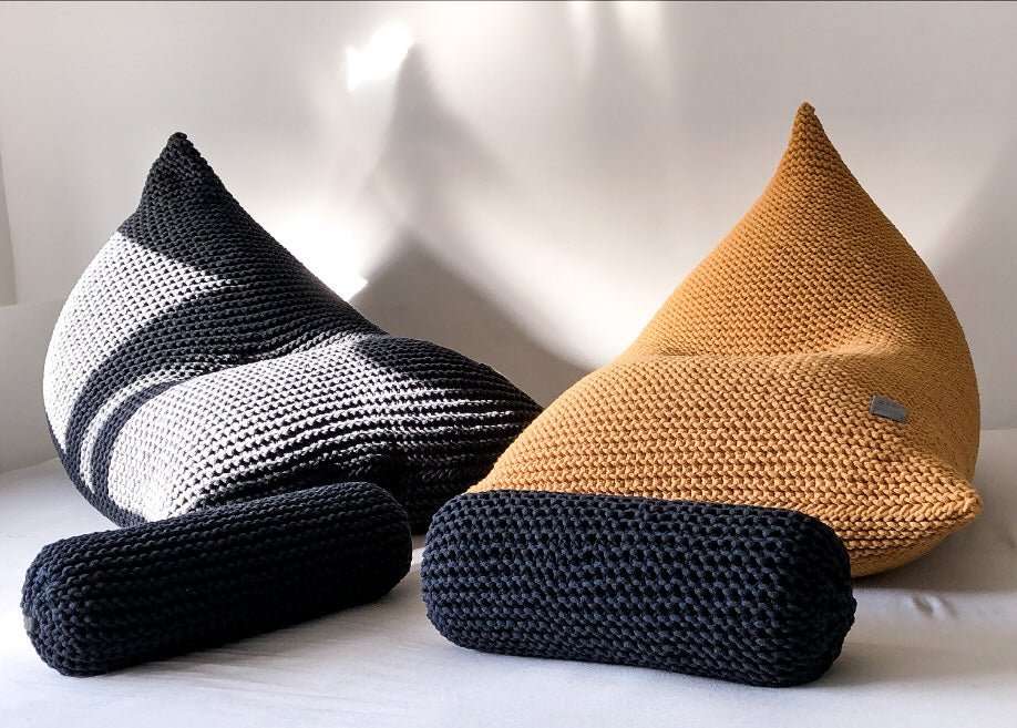 Knitted bean bag | MUSTARD | R2G - Zuri House