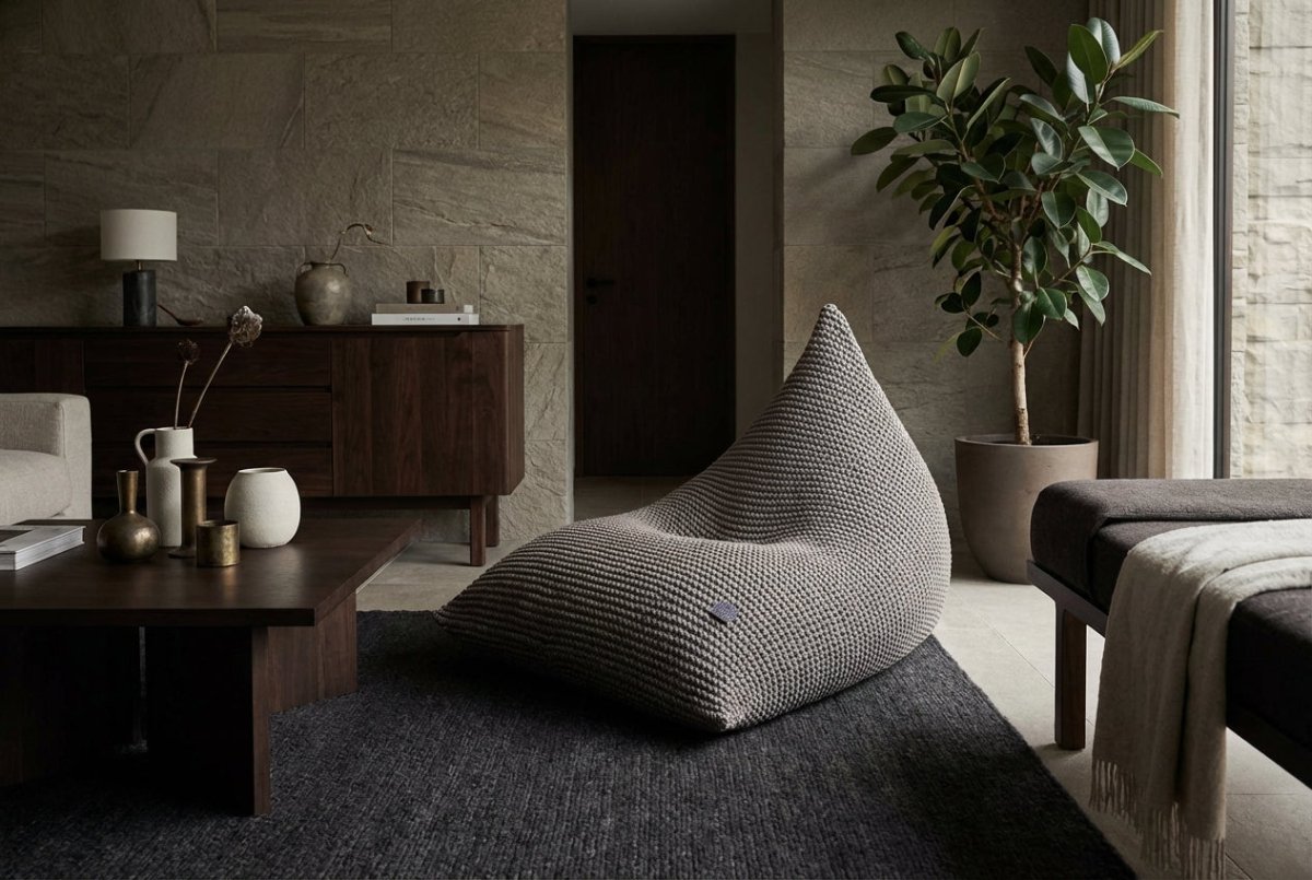 Knitted bean bag | OATMEAL - Zuri House