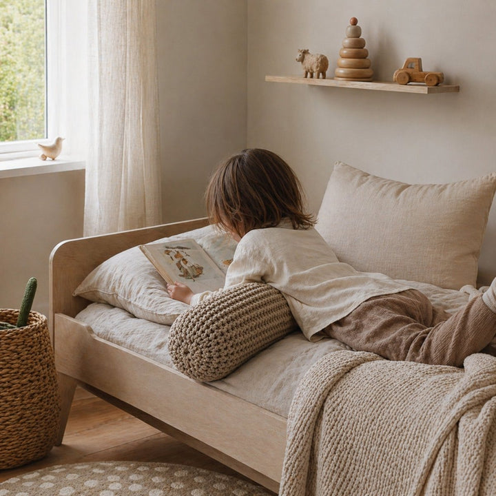 Knitted bolster cushion | CARAMEL - Zuri House