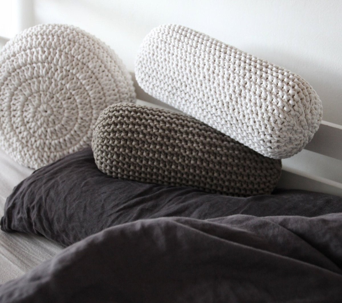 Knitted neck cushion | MOCHA | 40x15cm - Zuri House