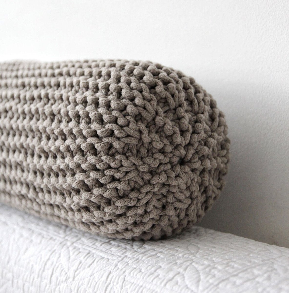 Knitted neck cushion | MOCHA | 40x15cm - Zuri House