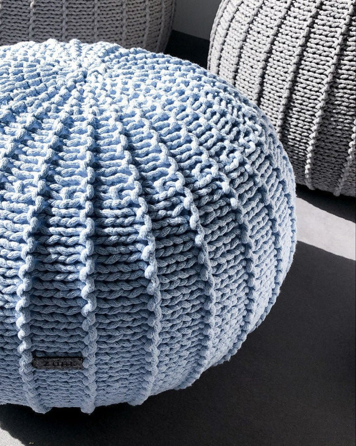 Knitted pouffe | BABY BLUE - Zuri House