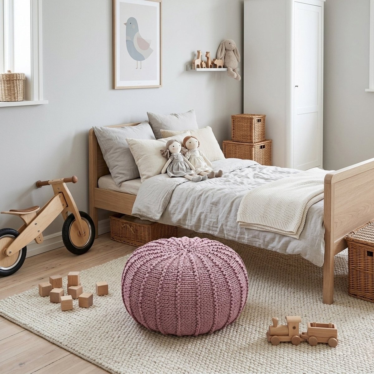 Knitted pouffe | DUSTY ROSE - Zuri House