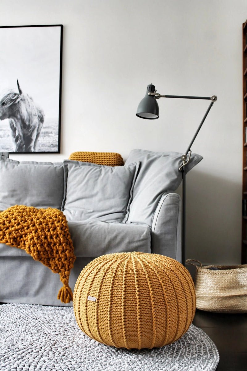 Knitted pouffe, Large | MUSTARD - Zuri House