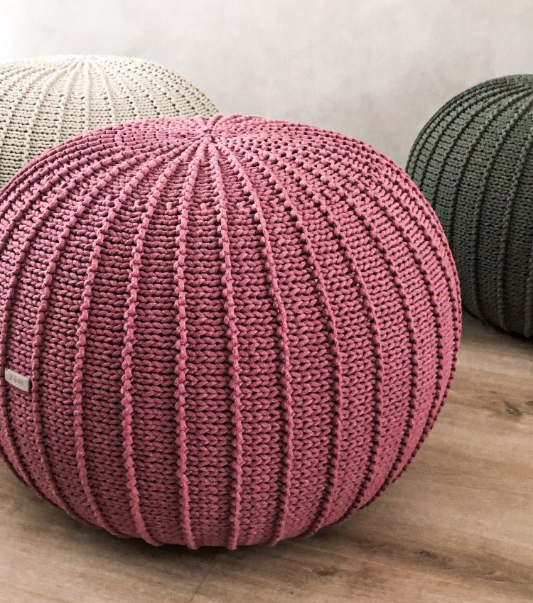 Knitted pouffe, Large | OLD ROSE - Zuri House