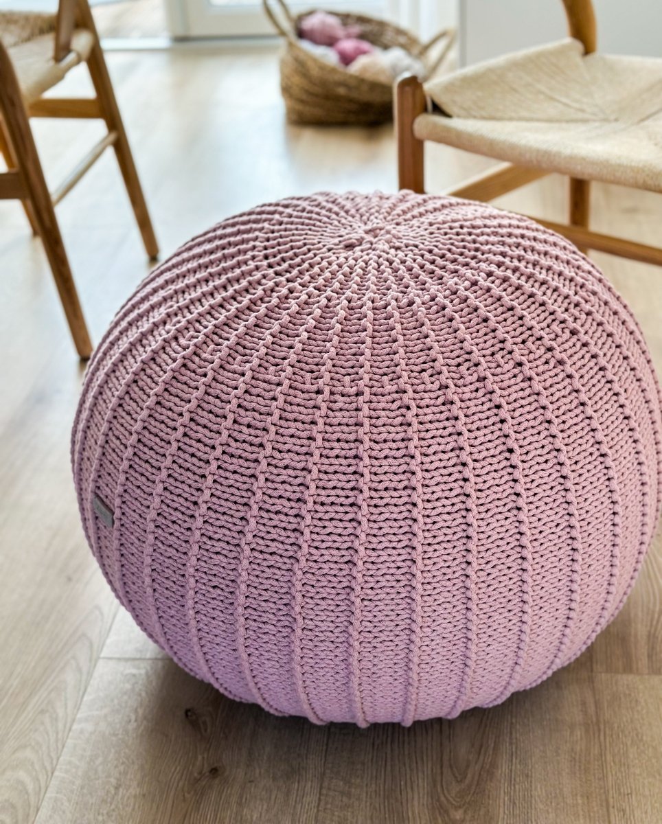 Knitted pouffe, Large | POWDER PINK - Zuri House