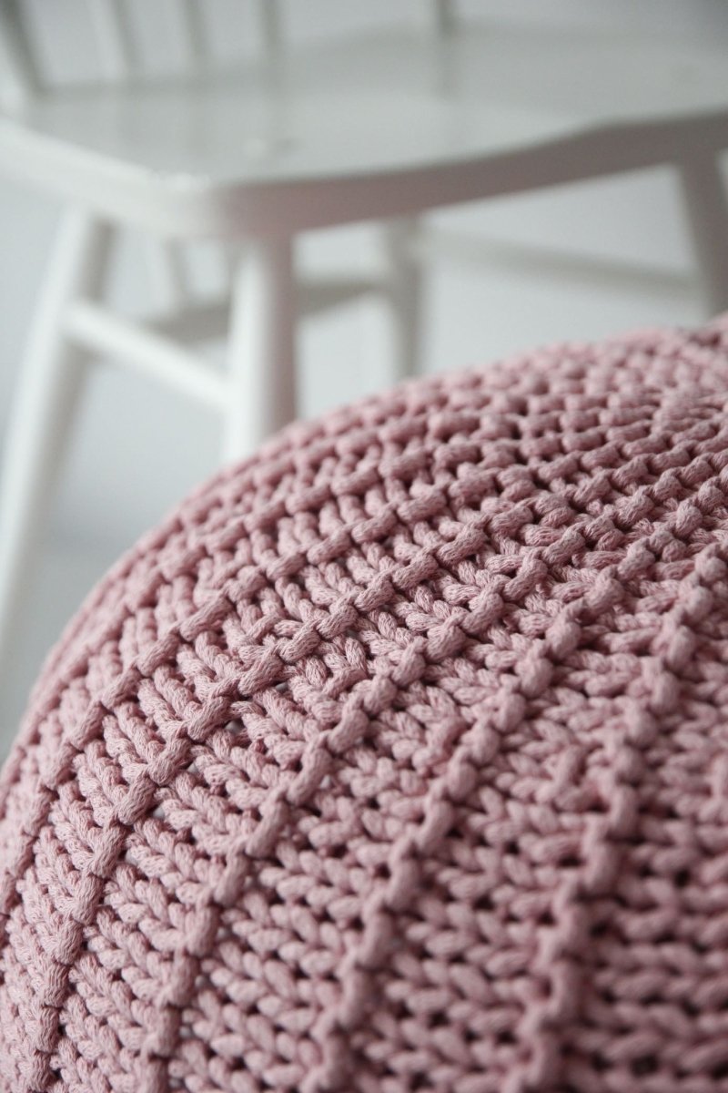 Knitted pouffe, Large | POWDER PINK - Zuri House