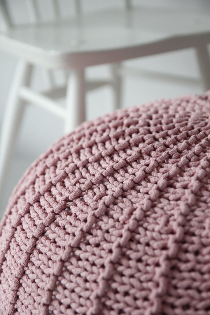 Knitted pouffe, Large | POWDER PINK - Zuri House