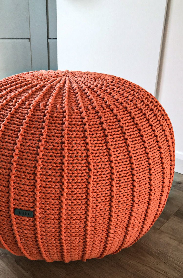 Knitted pouffe, Large | PUMPKIN - Zuri House