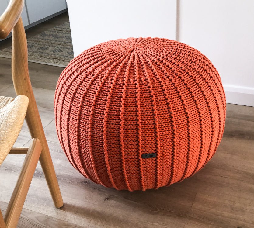 Knitted pouffe, Large | PUMPKIN - Zuri House