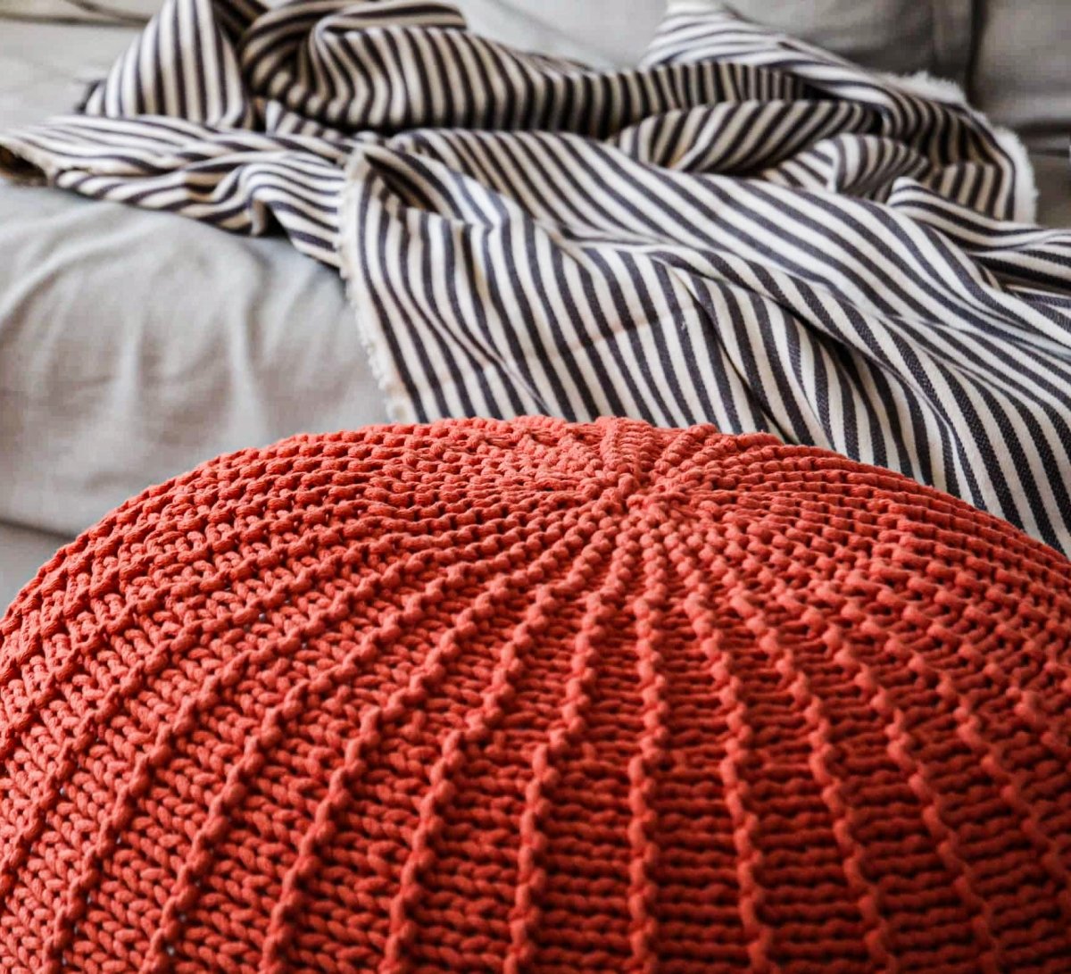 Knitted pouffe, Large | PUMPKIN - Zuri House