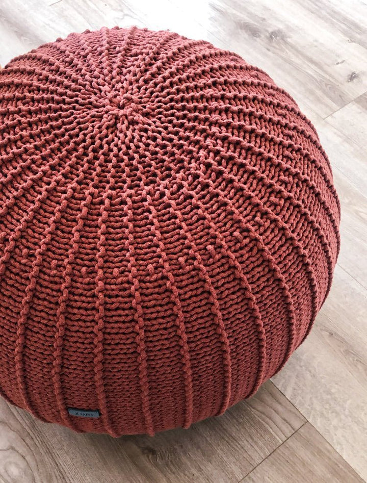 Knitted pouffe, Large | TERRACOTTA - Zuri House