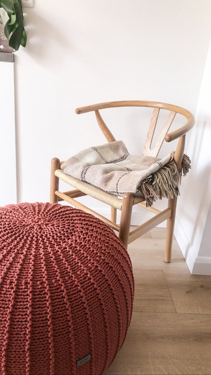 Knitted pouffe, Large | TERRACOTTA - Zuri House