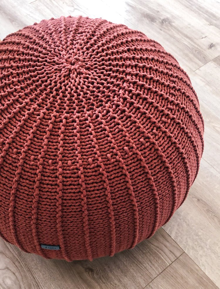 Knitted pouffe, Large | TERRACOTTA - Zuri House