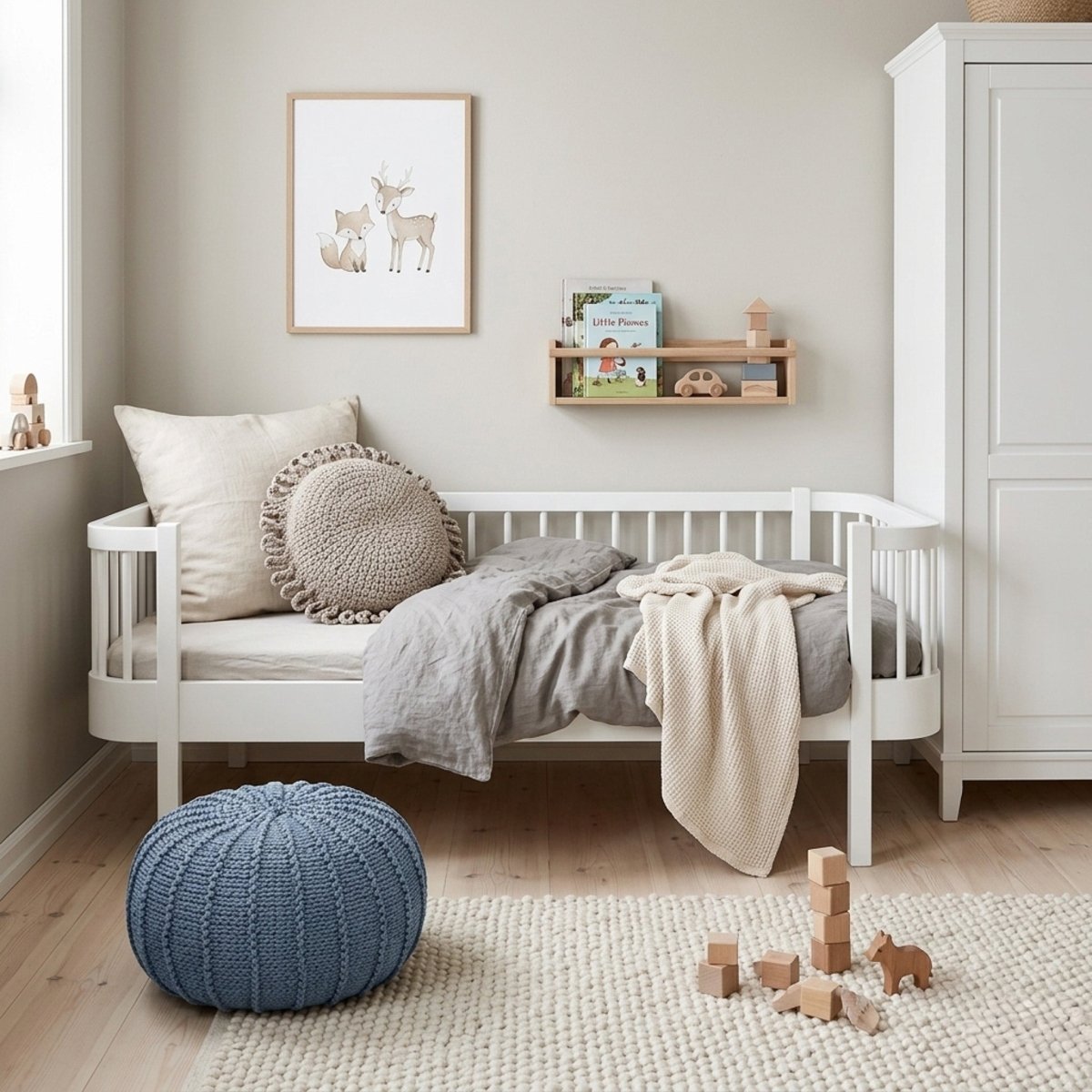 Knitted pouffe | LIGHT DENIM - Zuri House