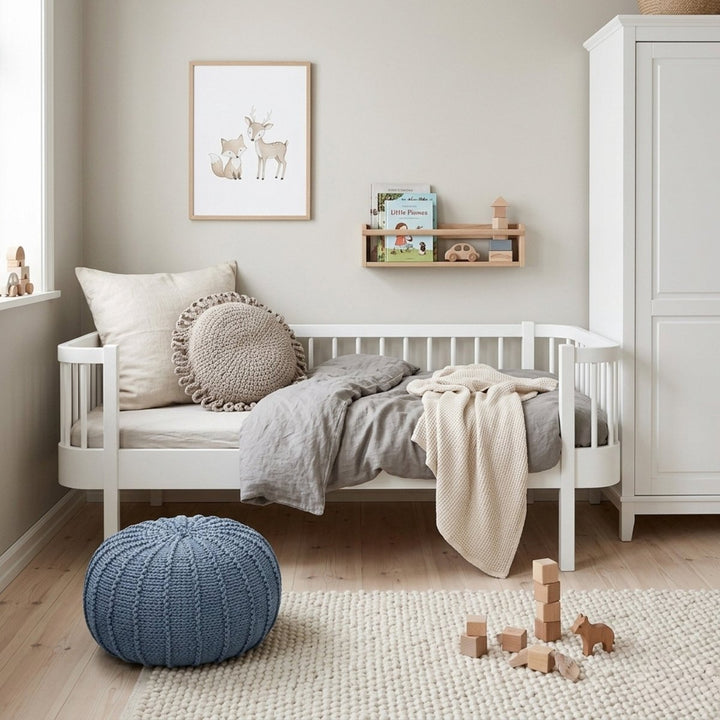 Knitted pouffe | LIGHT DENIM - Zuri House