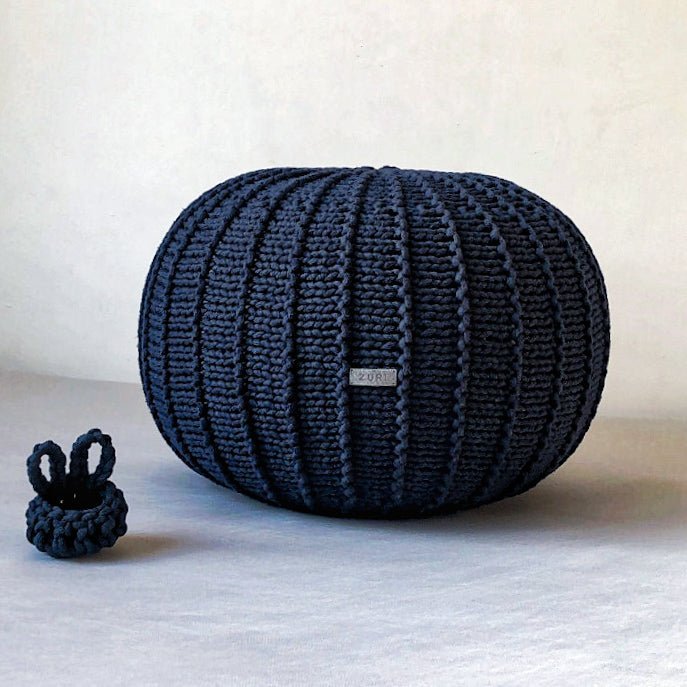 Knitted pouffe | NAVY BLUE - Zuri House