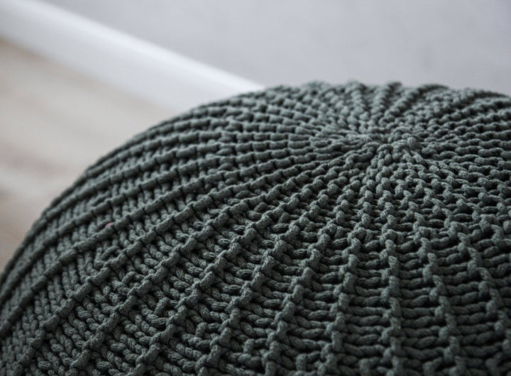 Knitted pouffe | OLIVE GREEN - Zuri House