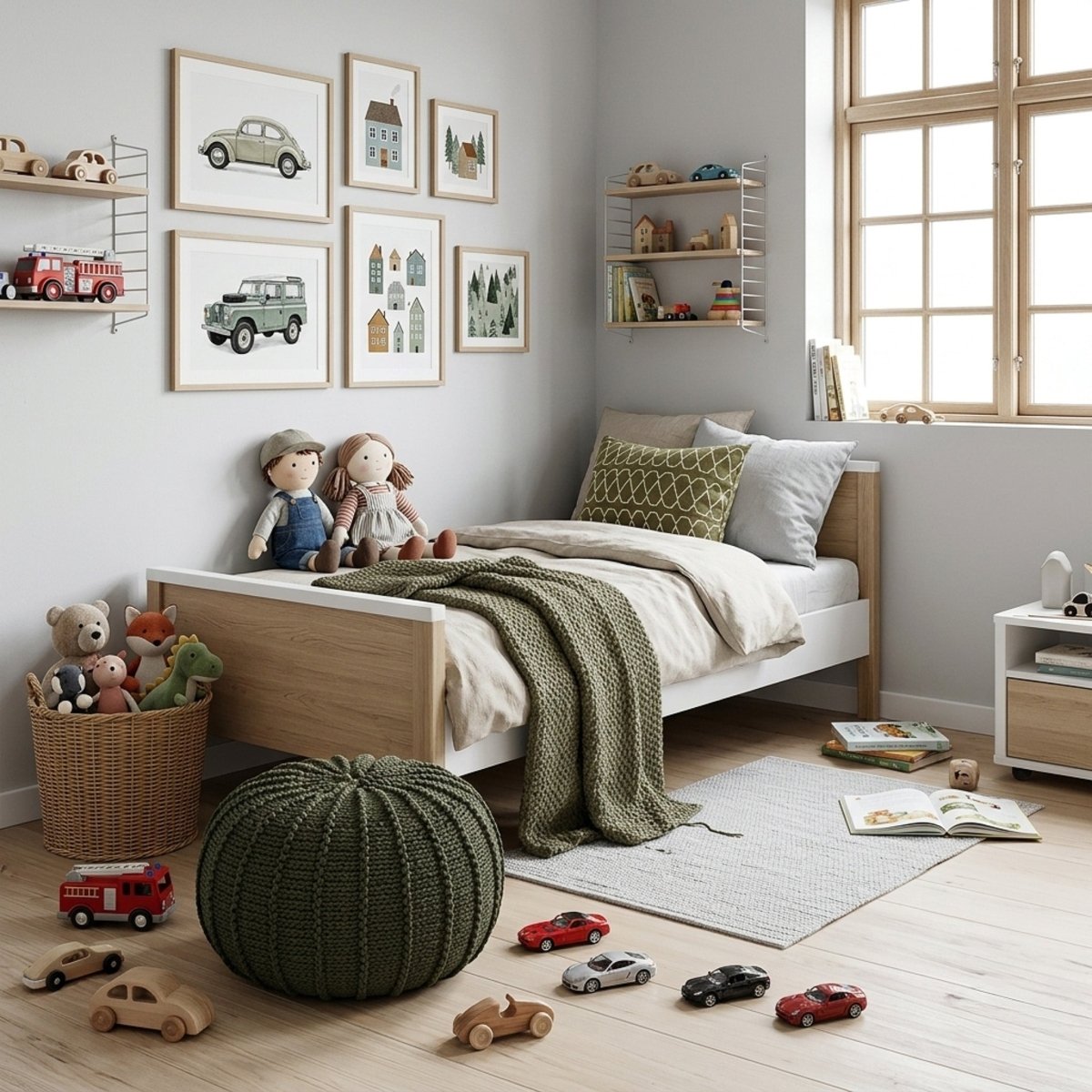 Knitted pouffe | OLIVE GREEN - Zuri House