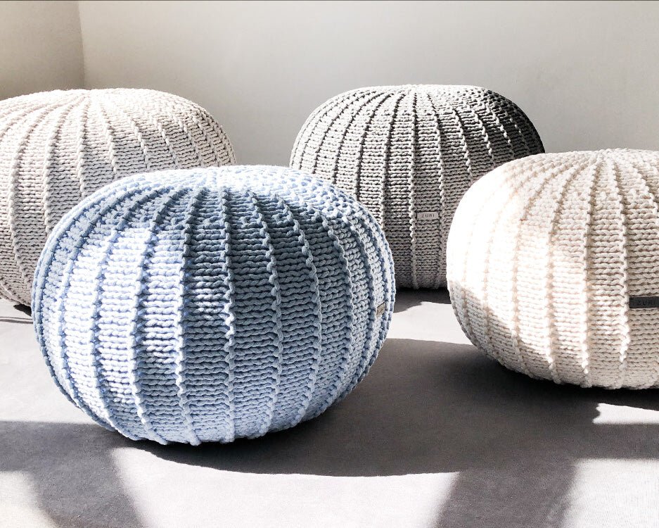 Knitted pouffe, Small | BABY BLUE - Zuri House