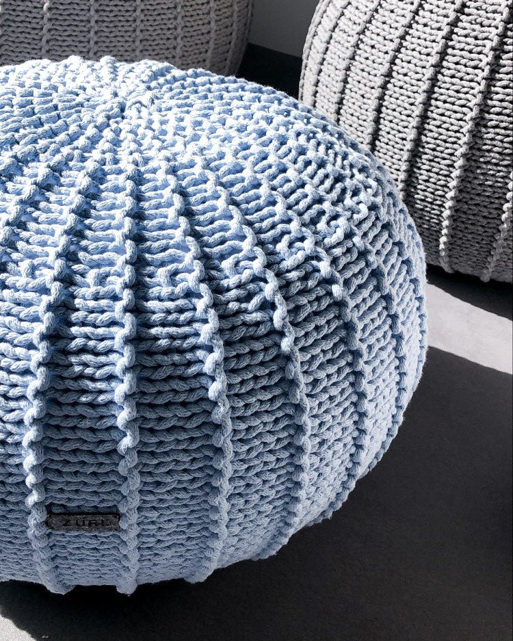 Knitted pouffe, Small | BABY BLUE - Zuri House