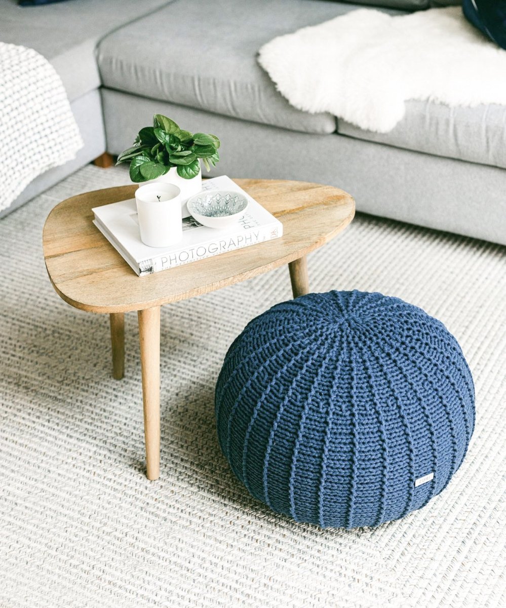 Knitted pouffe, Small | PETROL - Zuri House