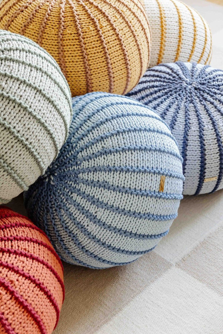 Knitted pouffe ZIGGY | BABY BLUE - Zuri House