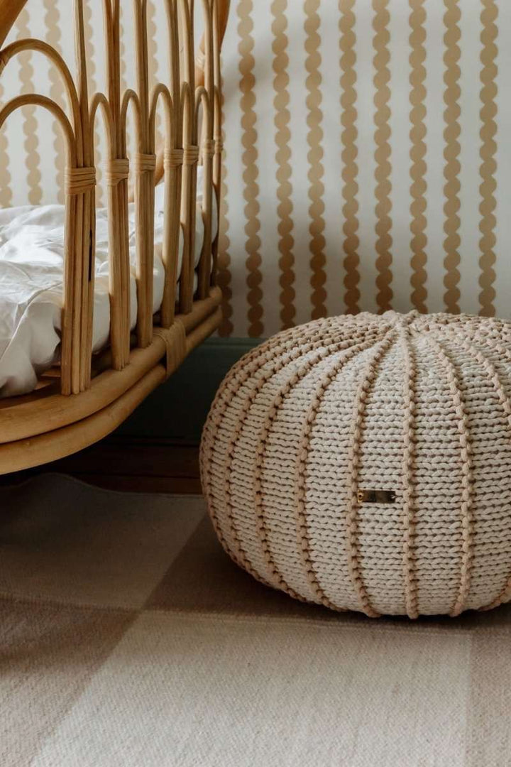 Knitted pouffe ZIGGY | BEIGE - Zuri House
