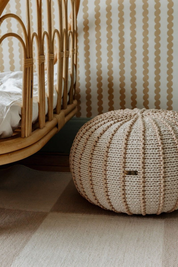 Knitted pouffe ZIGGY | BEIGE - Zuri House