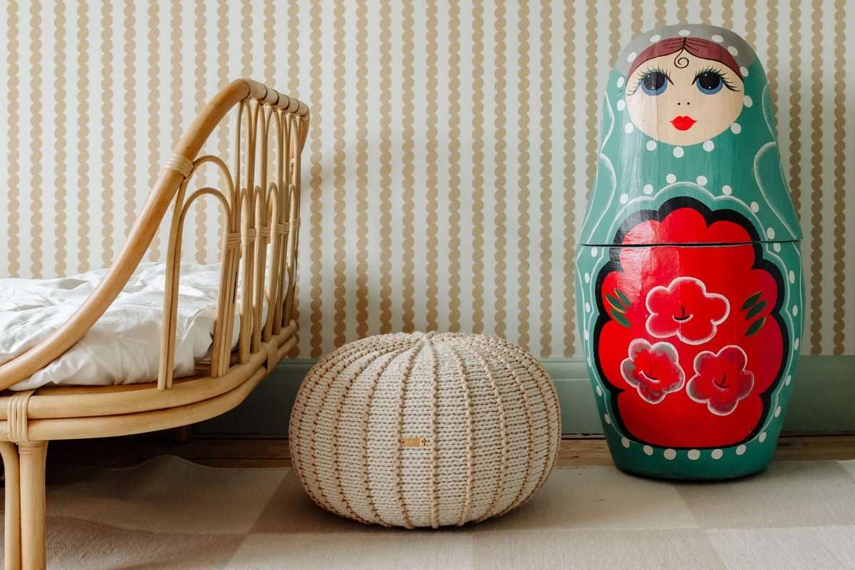 Knitted pouffe ZIGGY | BEIGE - Zuri House