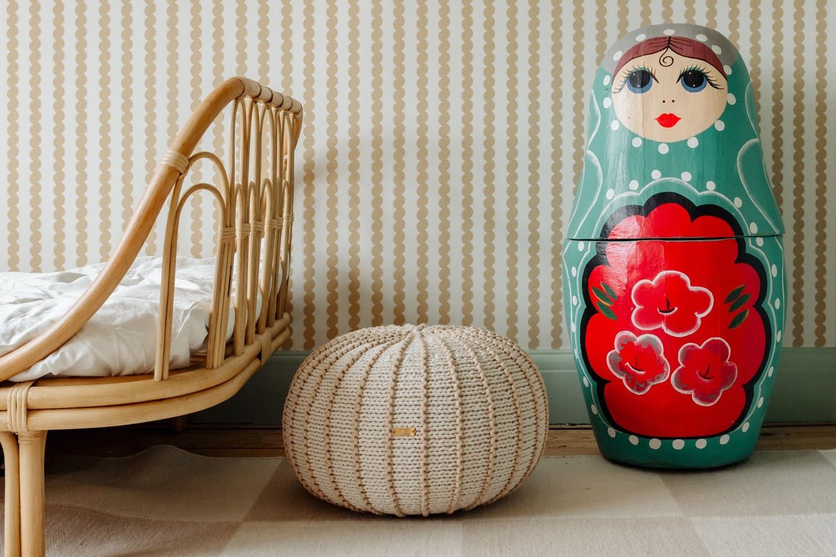 Knitted pouffe ZIGGY | BEIGE - Zuri House