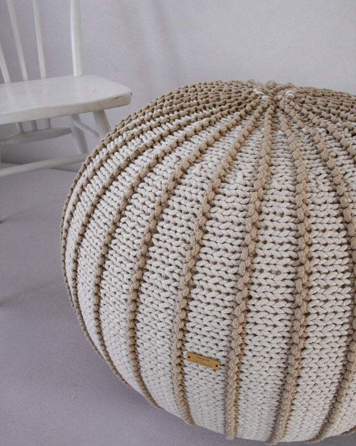 Knitted pouffe ZIGGY | BEIGE - Zuri House