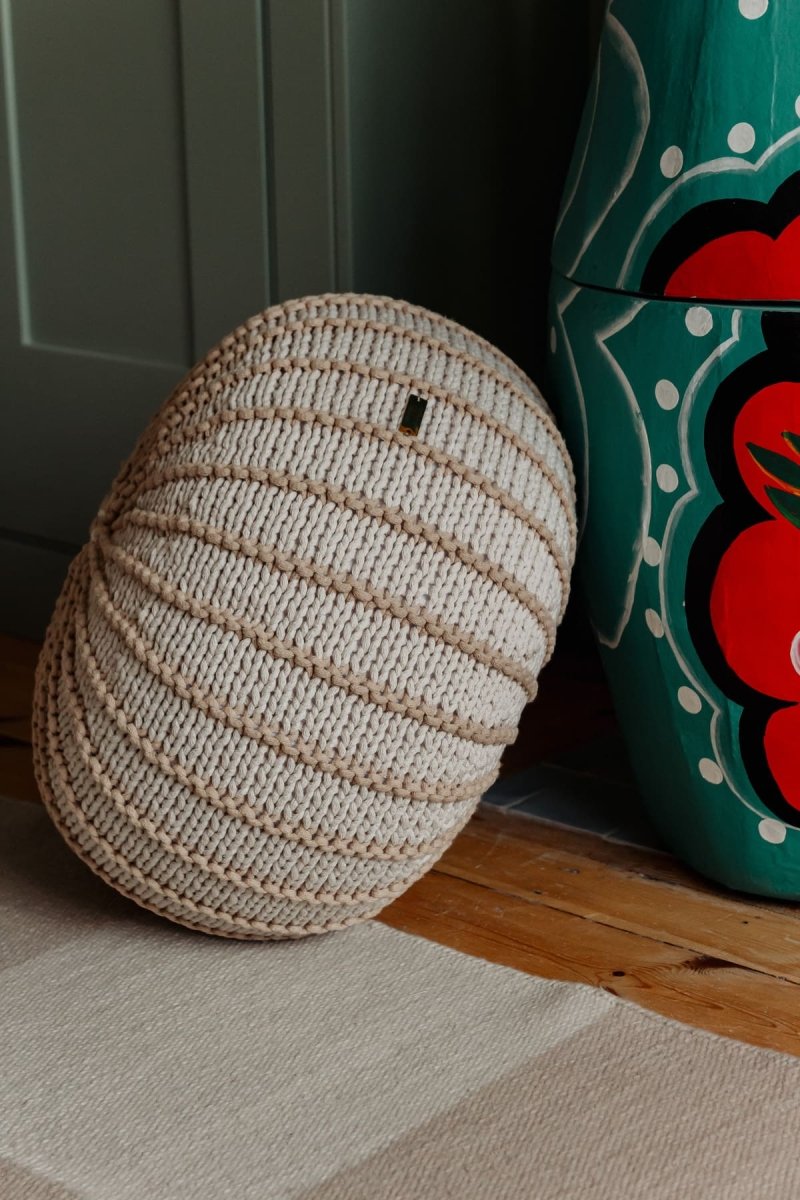Knitted pouffe ZIGGY | BEIGE - Zuri House