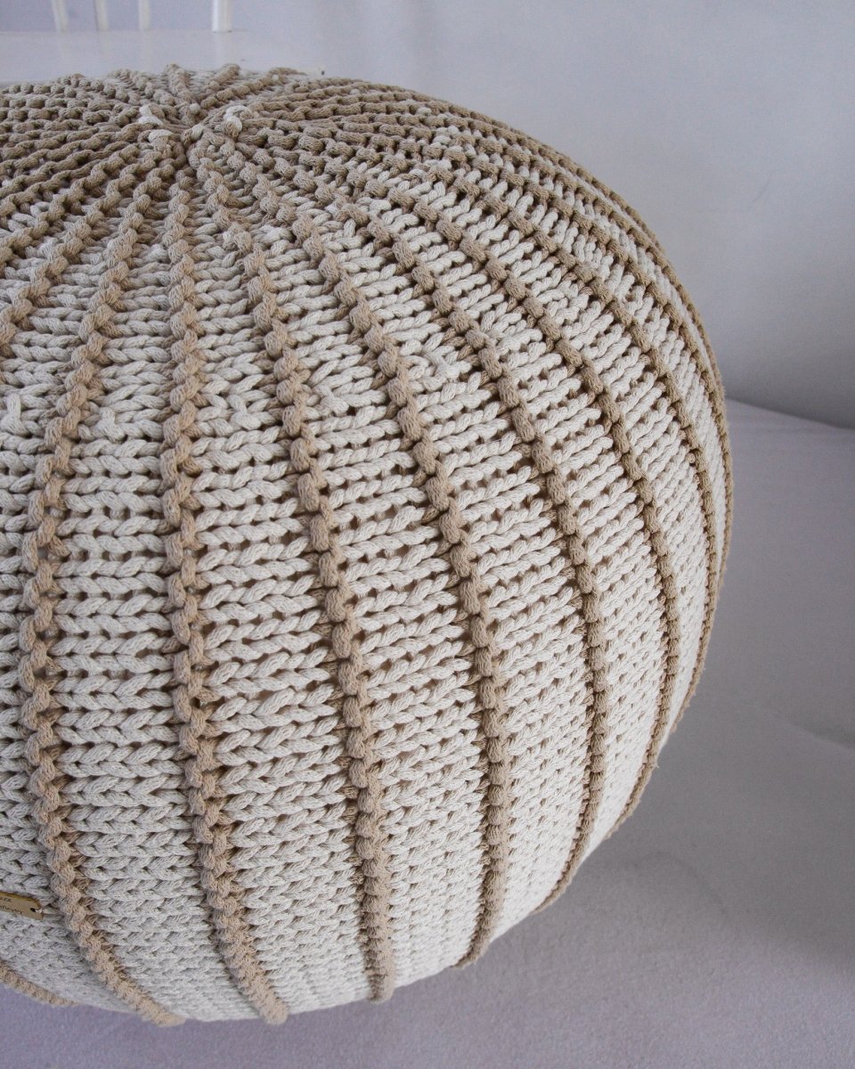 Knitted pouffe ZIGGY | BEIGE - Zuri House